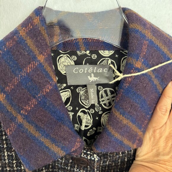 Cotélac Womens Tweed Jacket Plaid Wool Size US 8 Boxy Mixed Media‎ Office Siren - Picture 10 of 14